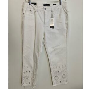 FDJ Olivia Cut White cutout cropped jeans‎ nwt size 16